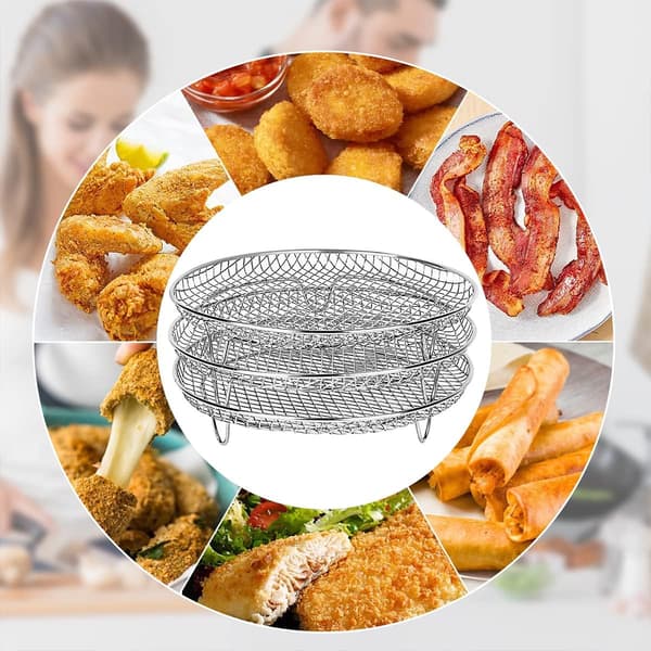 Airfryer-stativ 3 stk for Ninja, stablebar 7,8 tommer rustfritt stål airfryer-kurv (rund)