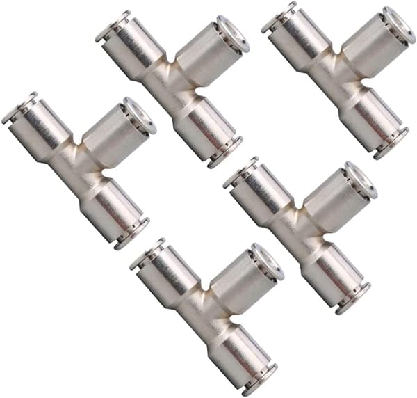 5 stk. pneumatiske T-samlinger, førsteklasses cylinderforbindere SMA-adapter Push-kobling rørfittings