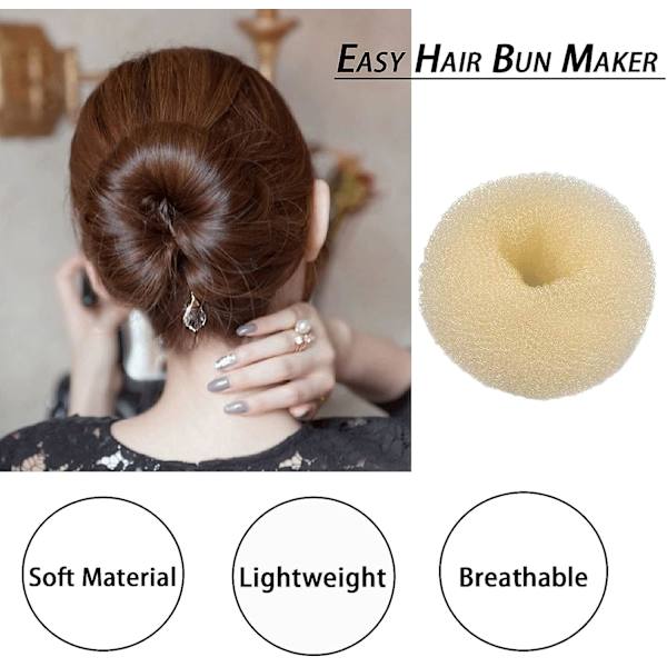 Hår Donut, 4 st Easy Bun Maker för Hår, Doughnut Bun Buns Shaper (Svart)