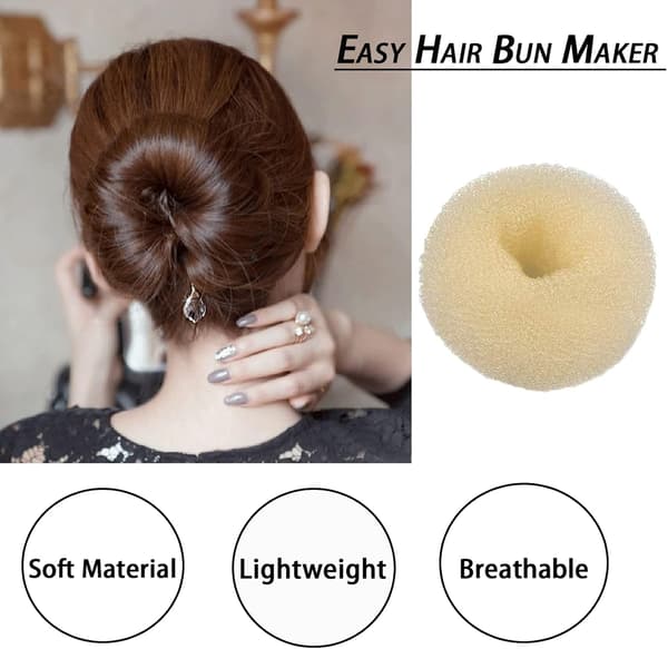 Hår Donut, 4 stk. Nem Bun Maker til hår, Doughnut Bun Buns Shaper (Sort)
