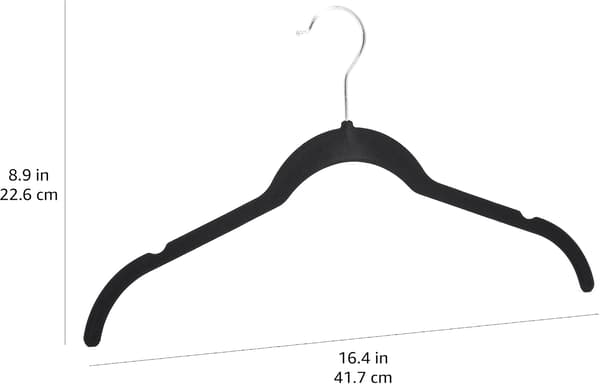 Basics Sæt med 10 fløjlsbøjler til skjorter/kjoler, sort
