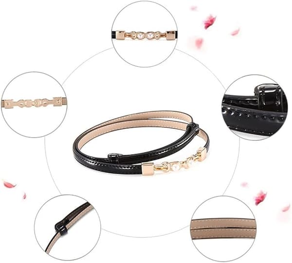 Dame Skinny Midjebelte Justerbart Skinny Elastisk Belte (svart)
