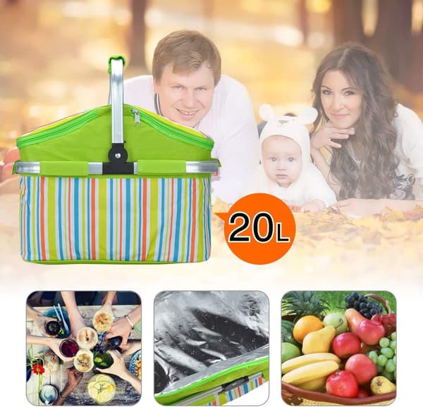 20L Sammenleggbar Isolert Matpose Kjølebag Matbevaringspose Tote (Oransje) Orange