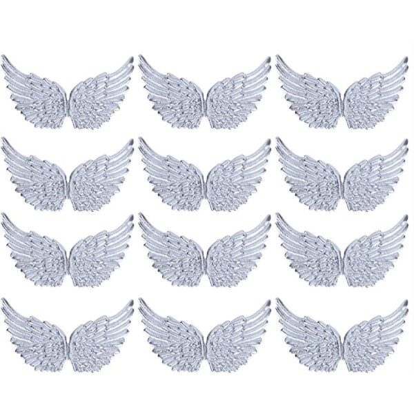 3D Wings Patch kläddekal 13,5 cm DIY Craft Dekoration (silver) 12 stycken Silver
