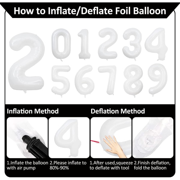 1 st 40 tum stor digital folieballong för födelsedagsfestdekorationer (vit, 4) White 4