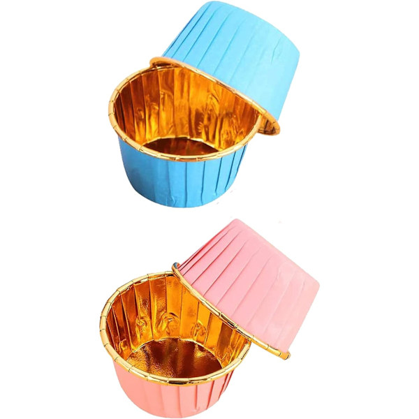 100-delad muffinsform i papper (blå guld, rosa guld)