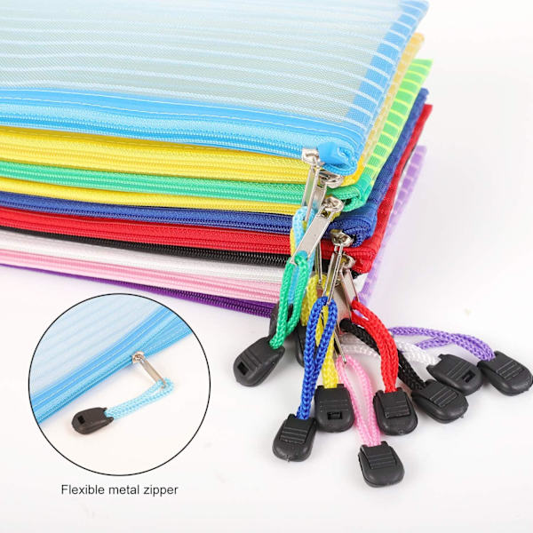 40-pack 10-färgad dragkedja mesh väska pennförvaring väska filväska (slumpmässig färg)