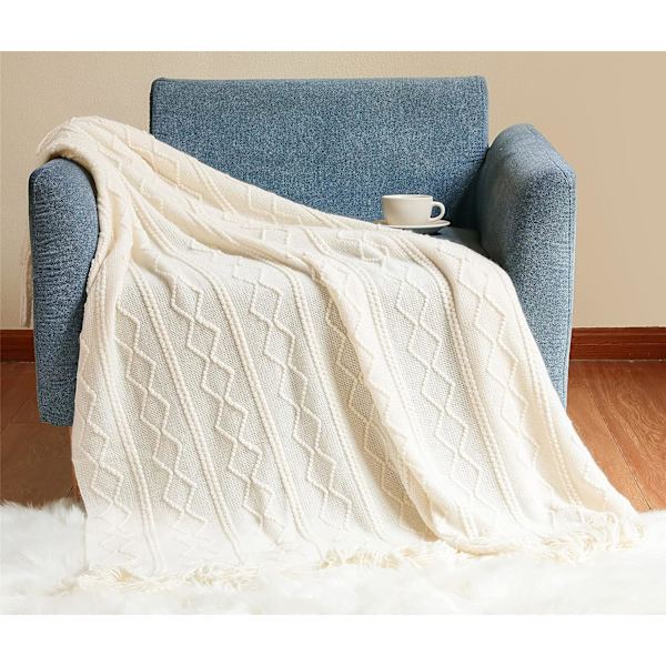 Mjuk stickad filt, vändbar filt, mjuk filt, beige 127*180cm - stil 2 color 3