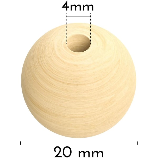 150 bitar av 20 mm råa träpärlor för armbandstillverkning DIY-hantverk och heminredning