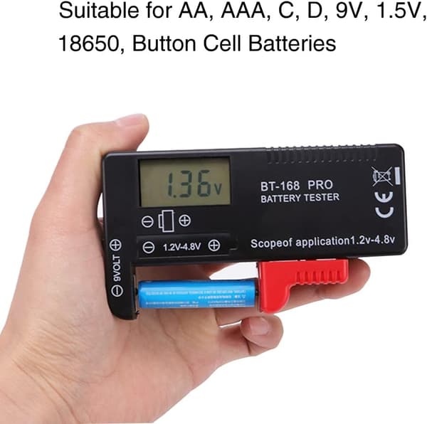 (BT-168 PRO) Universal Digital Batteritester Volt Checker, Digital Batteritester, Knapcellebatterier