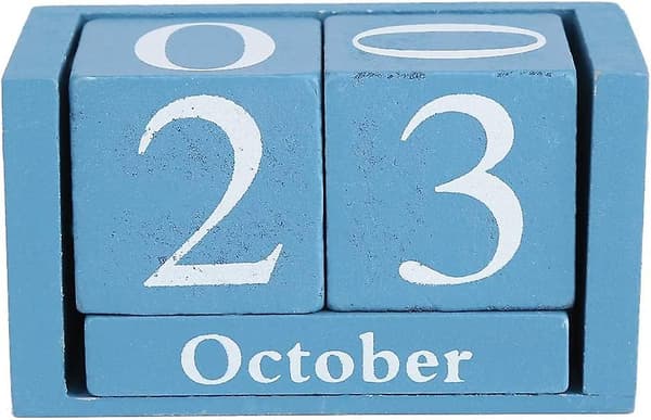 Kalenderblock, Vintage, Blå Mini Borr Elektrisk Trä Evighetskalender Dekoration (Blå) Blue