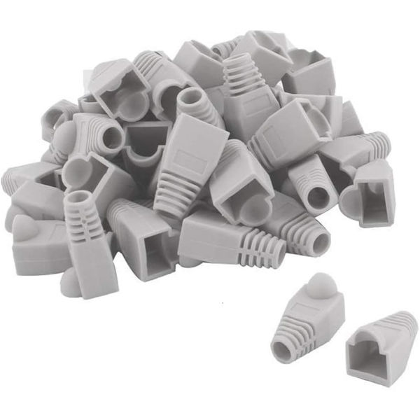 100 st RJ45-dragavlastningshylsor Ethernet-nätverkskontaktpluggsskydd Mjuk plast grey