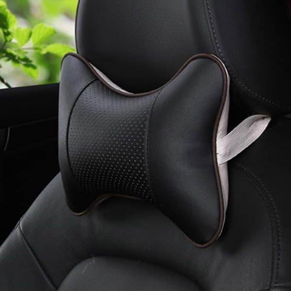 2-pack PU-läder nackstöd för bilstolar, andningsbart nackstöd, stötdämpande black