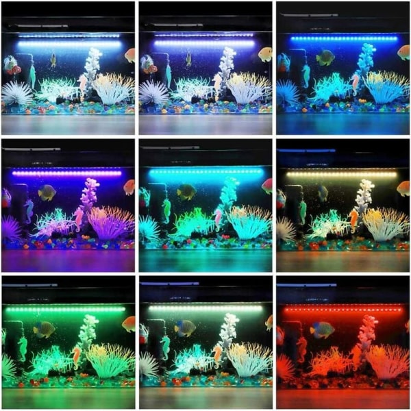 39cm LED akvarieljus med fjärrkontroll, färgat ljus, kan ändra färg, lämplig för pool, akvarium, etc.