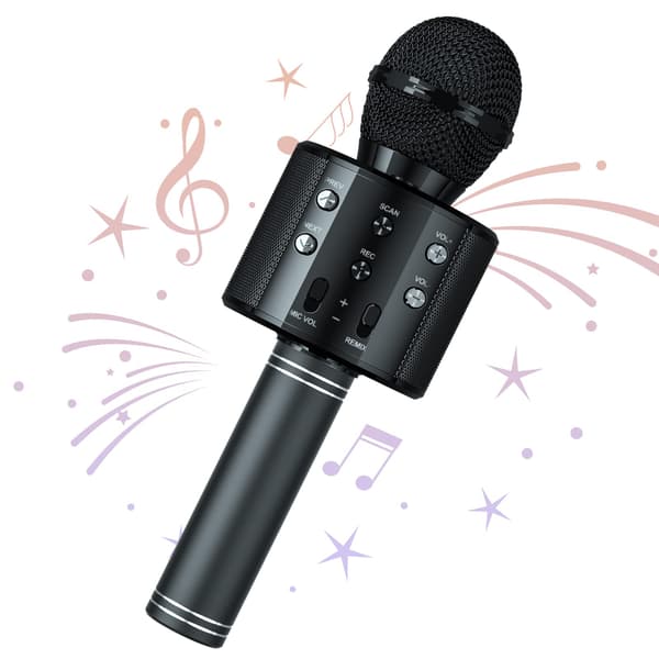 5-in-1 lasten Bluetooth-mikrofoni kaiuttimella, kannettava mikrofonilelu (musta) black