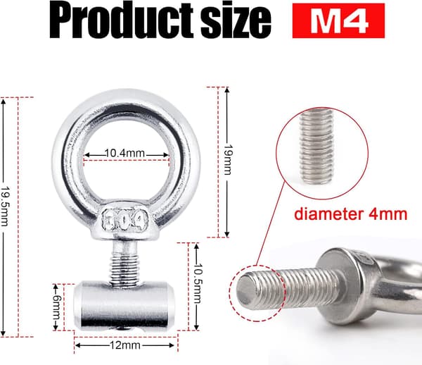 2 x M4 6mm Markiseskinnestoppere Rustfrit Stål til Autocamper Camping Flerbrug