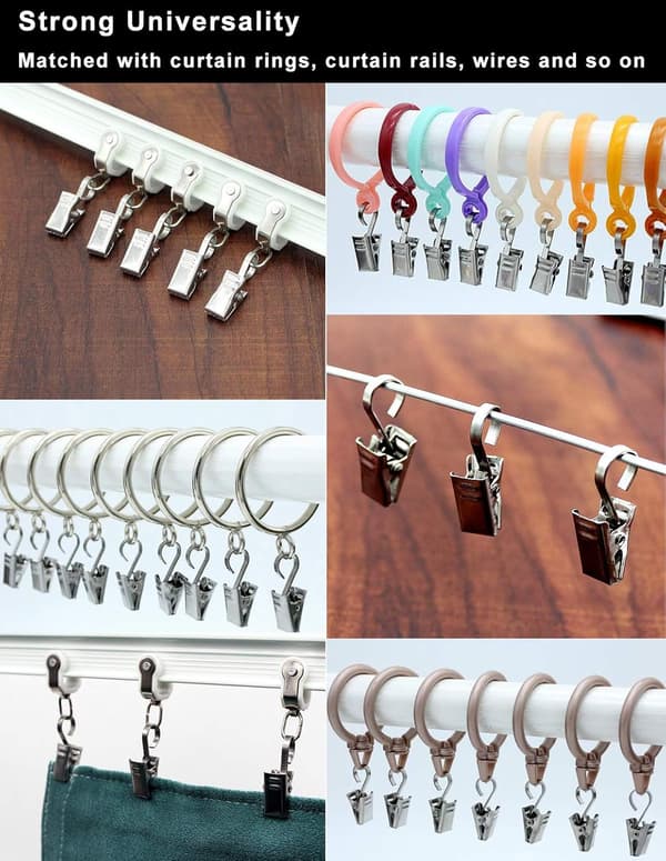 25-pack rostfria tunga duschdraperiklämmor festklämmor för festbelysning (silver)
