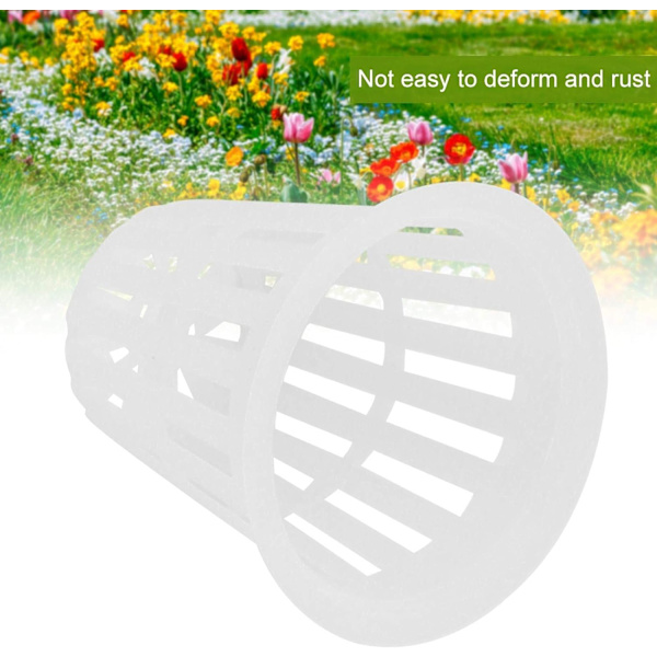 Trädgårdsnätkopp, plast hydroponisk nätkruka korg hydroponisk planteringsnät, 2 tum (vit) White