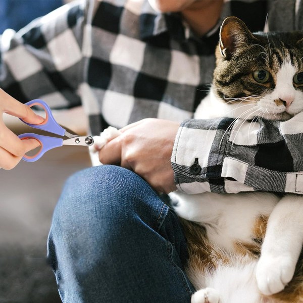 Kattklosax och trimmare, professionella cirkulära klipphål för kattklor, kattklosaxar undvik (blå)