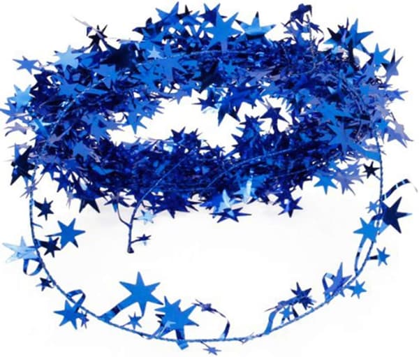 1 stk. glitrende stjerne-glittergirlander stjernedekorasjon hengende ornament (blå)