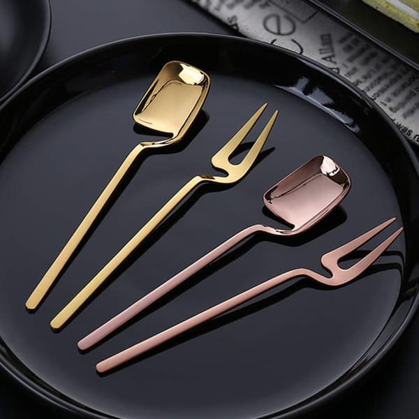 8 stk. dessertgafler og -skeer i rustfrit stål til dessert, te, kaffe, forret (sølv) silver