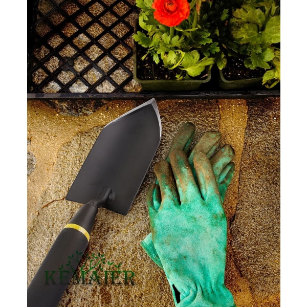 Trädgårdsskyffel - Kraftig trädgårdsspackel, trädgårdsslev i kolstål med gummerat handtag