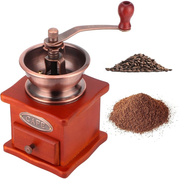 Manuell kaffekvarn, handkvarn av trä Handvev kaffebönkvarn i retrostil