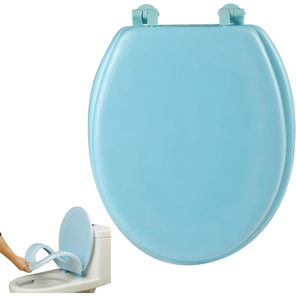 Blå rund vadderad toalettsits rund EAV U-formad vattentät minimalistisk stil för standardtoaletter
