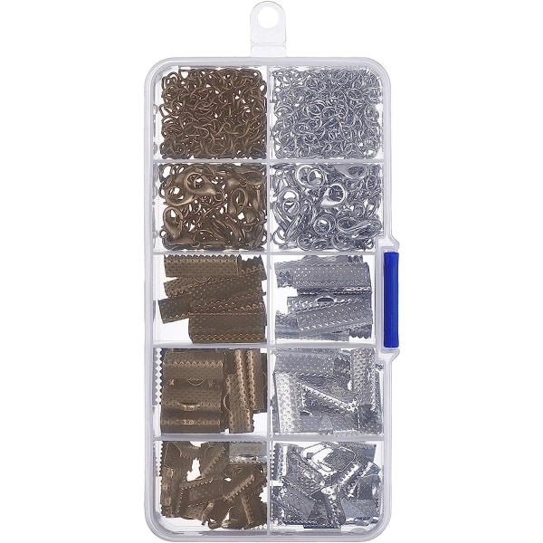 Förläng kedjan DIY smyckestillbehör kombination set set och rep linje fastklämning, 370 PIECES（Cyan tung färg） color 2