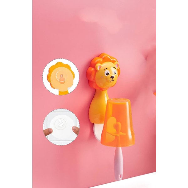 Lejontandborstekopp med tandborsthållare Badrumsmugg för tecknade djur för barn (stil 2) color 2
