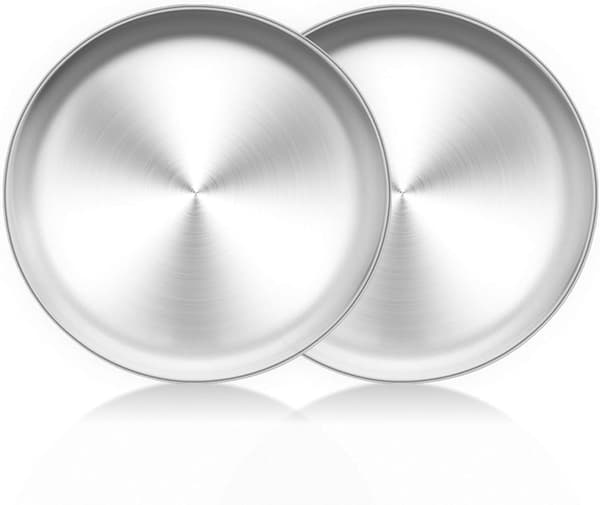 2 stk pizzabrett, rundt pizzabrett 26 cm pizzabrett i rustfritt stål