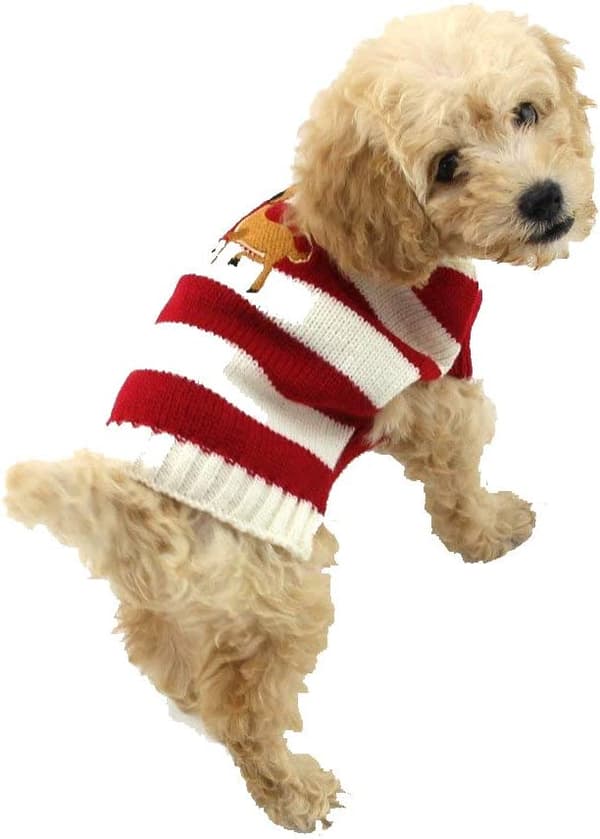 Hundejuleklokke Elg Strikket Sweater Kæledyr Efterårs- og Vintertøj (S, Rød) red s