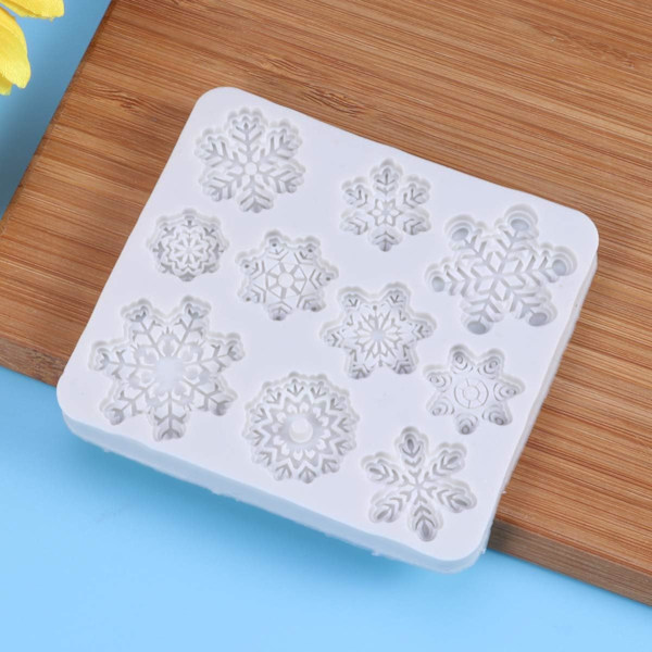 3D Snöflinga Fondantform, Jul Snöflinga Silikon Godis Choklad Tårtform (Slumpmässig Färg)