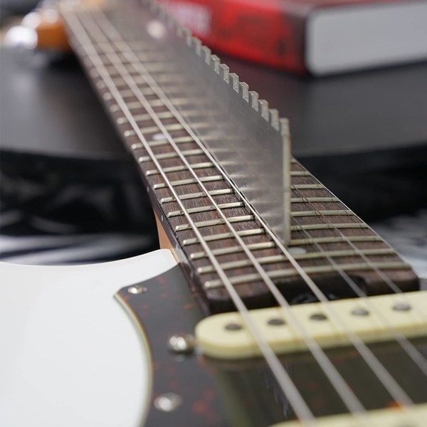 Gitarrhals linjal med skåror och rak kant i rostfritt stål, 24,75 tum, verktyg för gitarrbyggare