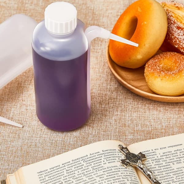 5 st Plastflaskor för nattvardsbägare, droppfria klämflaskor, juicebehållare med sidohalm