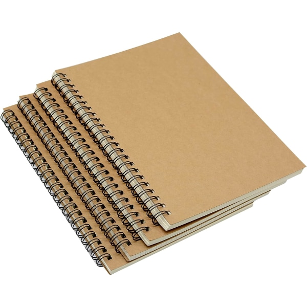 A5 Spiral Craft 8 mm rak korn 60 ark - 120 sidor Notebook 4 stycken (brun)