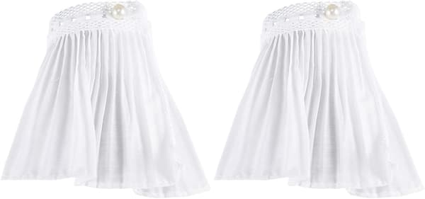 Avtakbare mansjetter i chiffon for kvinner, plisserte utsvingede mansjetter (hvit) 1 par White