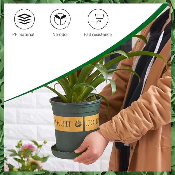 Underkop urtepotte, sæt med 5 grønne urtepotteunderkopper, runde blomsterunderkopper, 22 cm