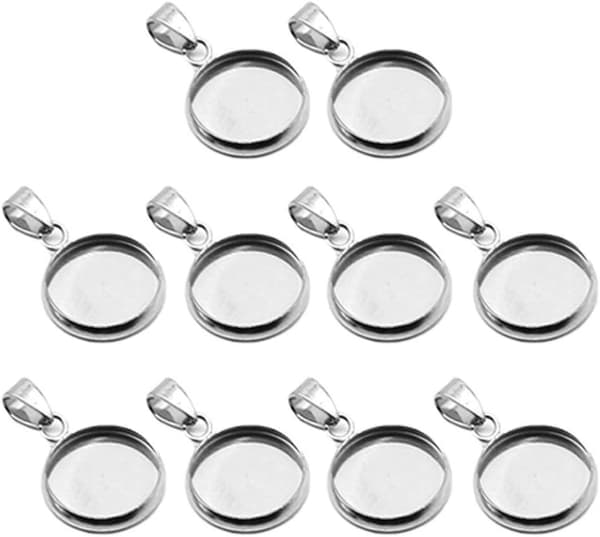20 Stykker Vedhængsbakker Sæt Runde Bezel Emner Bakker Vedhæng Cabochon Indstillinger Sølv 20 mm