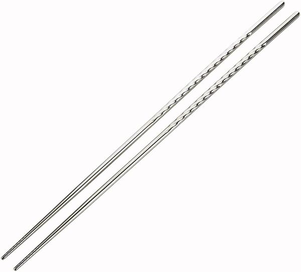 Friterte lange spisepinner 15 tommer rustfritt stål sklisikre spiralspisepinner bestikk
