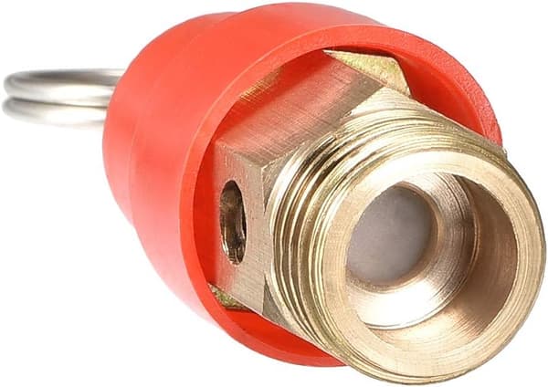 Säkerhetsventil Luftkompressor Tryckavlastningsventil, G1/4 Hane, 115PSI Inställt Tryck, Röd Hatt, 1Pack