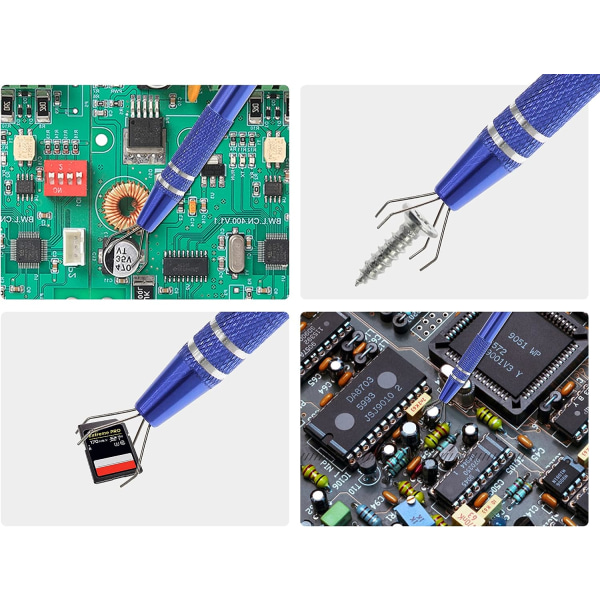 Pickup Tool för att fånga elektroniska miniatyrkomponenter och smycken - blå - 2 stycken