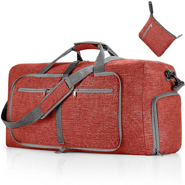 65L Packable Duffel Bag med skofack Unisex Resväska Vattentålig Duffel Bag(Röd) Red