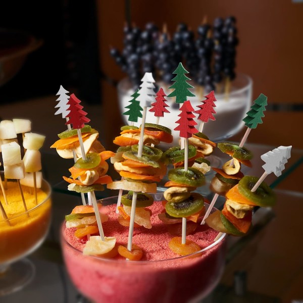 100 julgransform Cocktailplockar, Cocktailplockar Smörgåsfruktpinnar Pärltandpetare Dekor