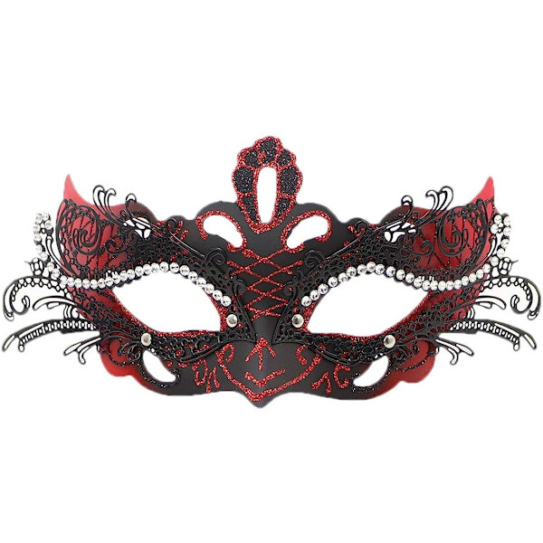 Par Maskerad Mask Metall Järn Fjäril Bal Mask Dubbel Färg (röd) 2 st red