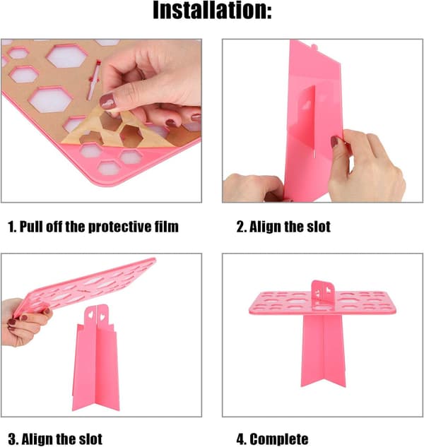 26-hullers makeupbørste tørrestativ organizer kosmetisk børste display stand hyldeværktøj-pink