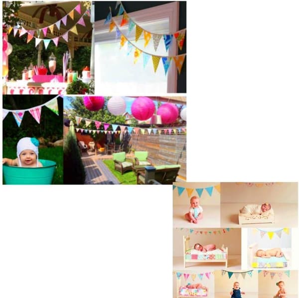 Fest vimpel trekant flagg stoff banner streng vimpler bursdagsdekorasjon (rosa)