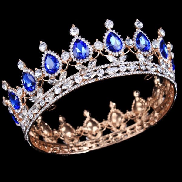 Prinsesse-tiara med rhinsteiner, bryllup, festutstyr, hodeplagg
