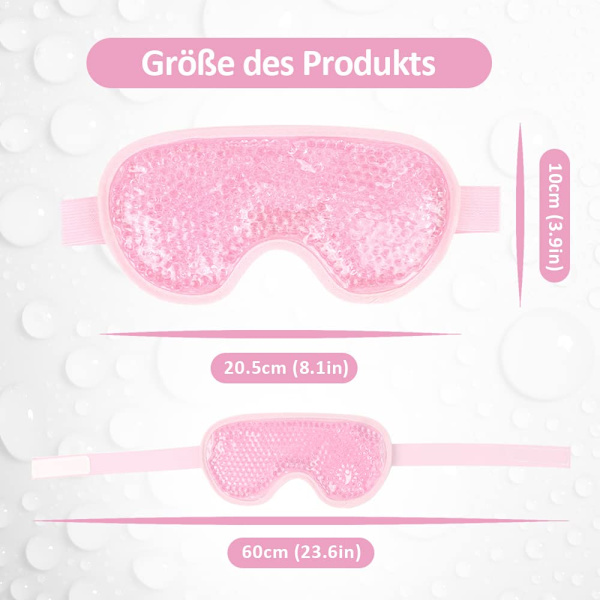 Kylmask för ögon, gelmask för ögon, migrän, svullna ögon, torra ögon och huvudvärk (rosa)