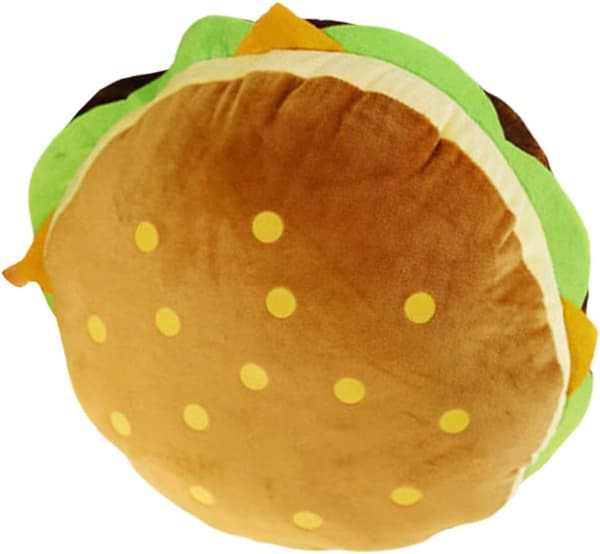 Hamburgerformet pyntepute plysj stor myk sofapute fløyelspute (30 cm)